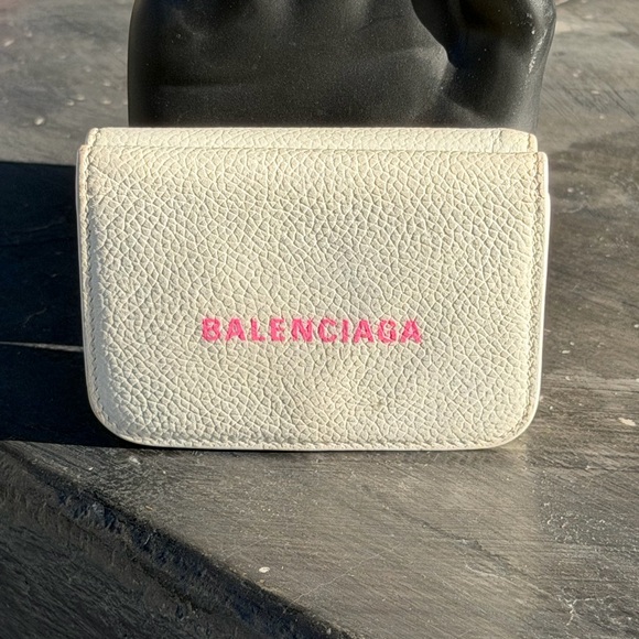 Balenciaga Handbags - Balenciaga White with Pink Logo Wallet